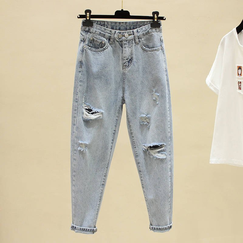 Korean Style Light Washed Ripped Jeans For Women - RippedJeans ...