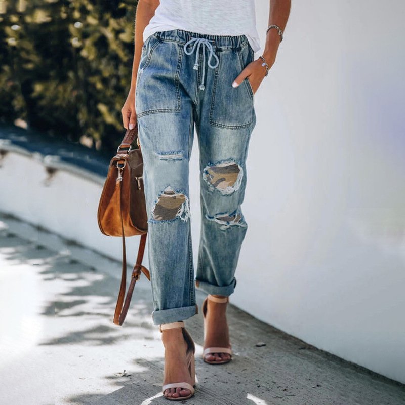 Gradient Fashion Light Blue Baggy Ripped Jeans - RippedJeans® Official Site