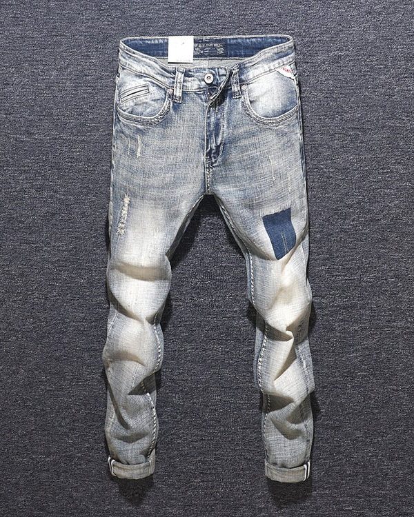 Men's Blue Stacked Skinny Jeans - RippedJeans® Official Site