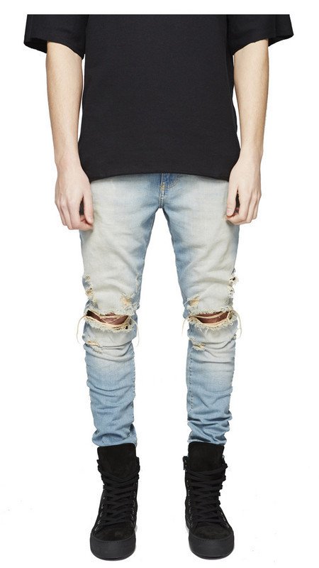 Mens Black Stacked Distressed Ripped Jeans - RippedJeans® Official Site