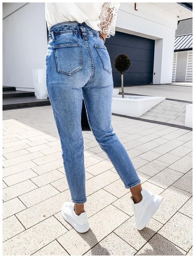 Womens Light Blue Super High-Rise Skinny Jeans - Back Side