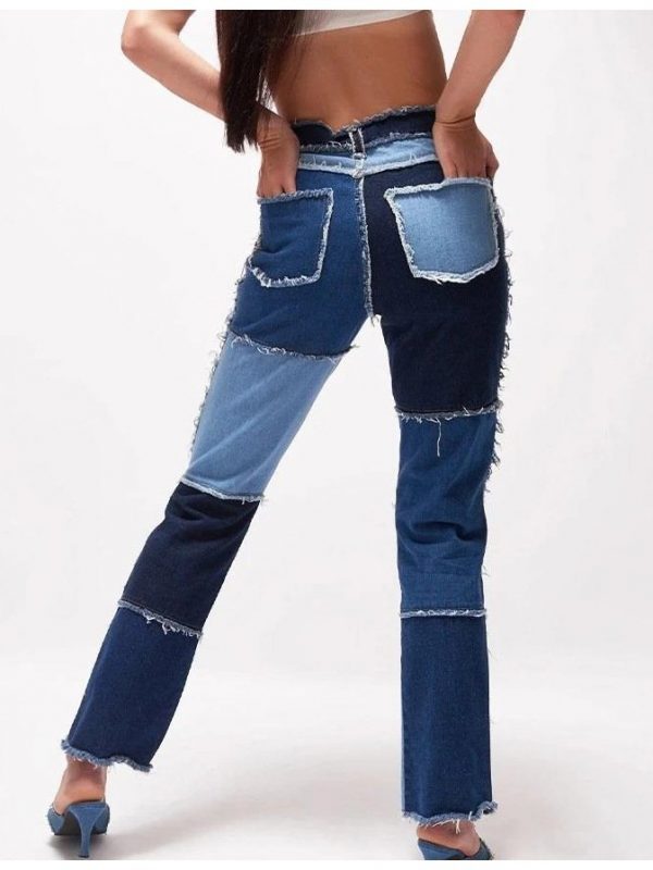 Men's Vintage Hip Hop Color Block Flare Jeans - RippedJeans® Official Site