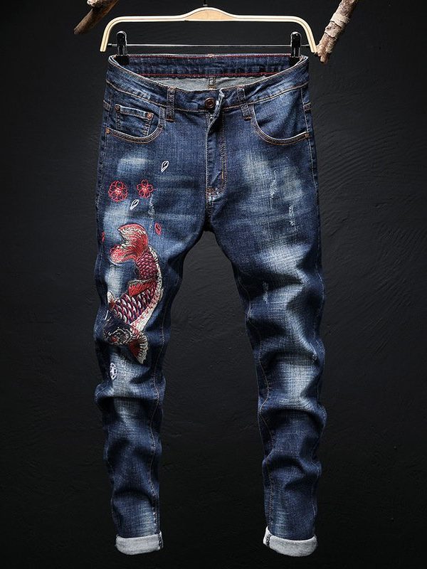 Japanese Graphic White Skinny Jeans For Men - RippedJeans® Official Site