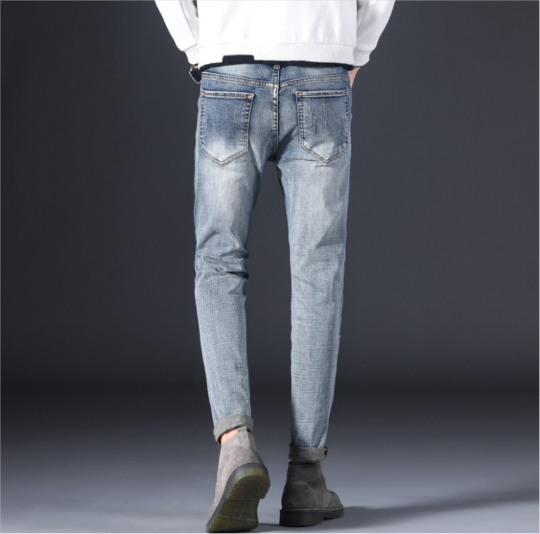 Mens Slim Fit Light Blue Distressed Ripped Jeans - RippedJeans ...