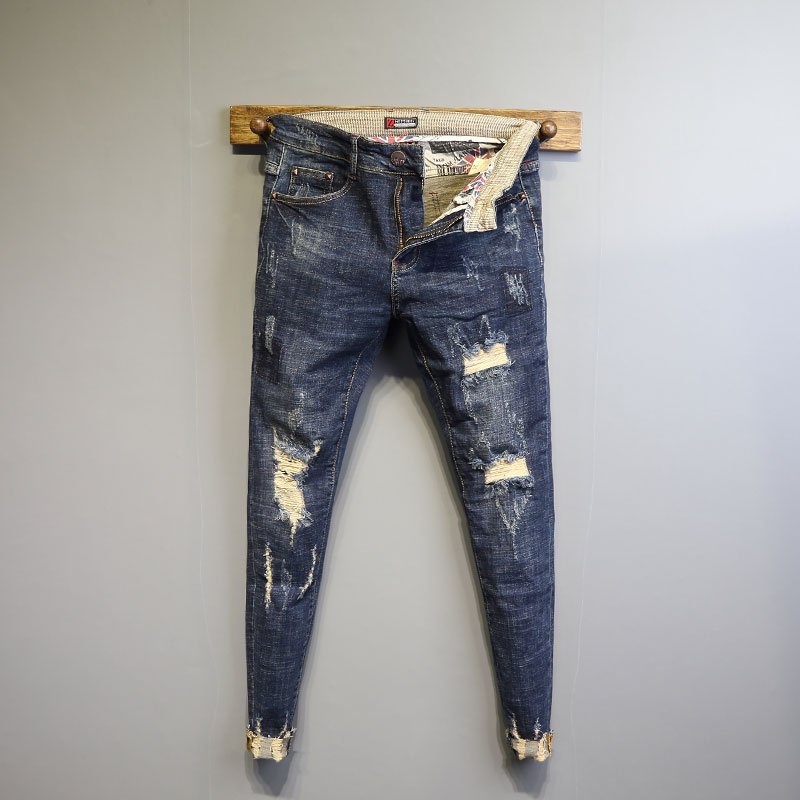 Men's Distressed Slim Jeans in Blue - RippedJeans® Official Site