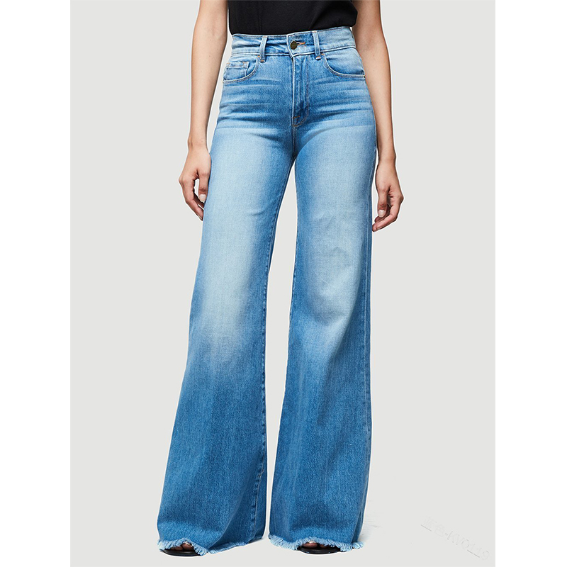 90's Vintage Women Light Blue Flare Jeans - Front Side