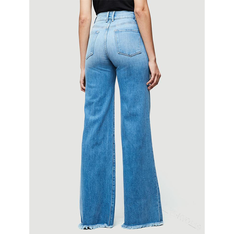 90's Vintage Women Light Blue Flare Jeans - Back Side