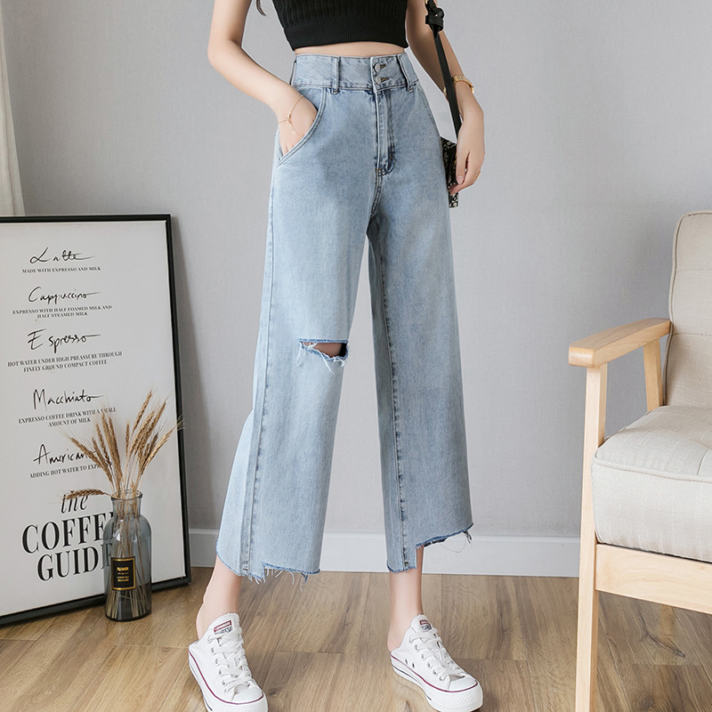 Cropped High Waisted Baggy Ripped Jeans - RippedJeans® Official Site