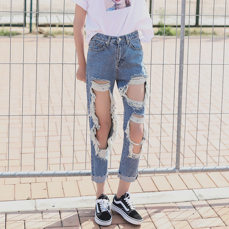 Big Holes Exaggerated Distressed Ripped Jeans - RippedJeans® Official Site