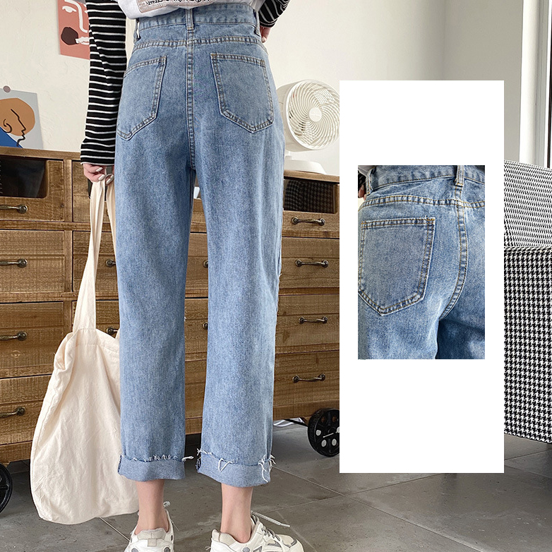 Rolling-up Distressed Mom Jeans - RippedJeans® Official Site