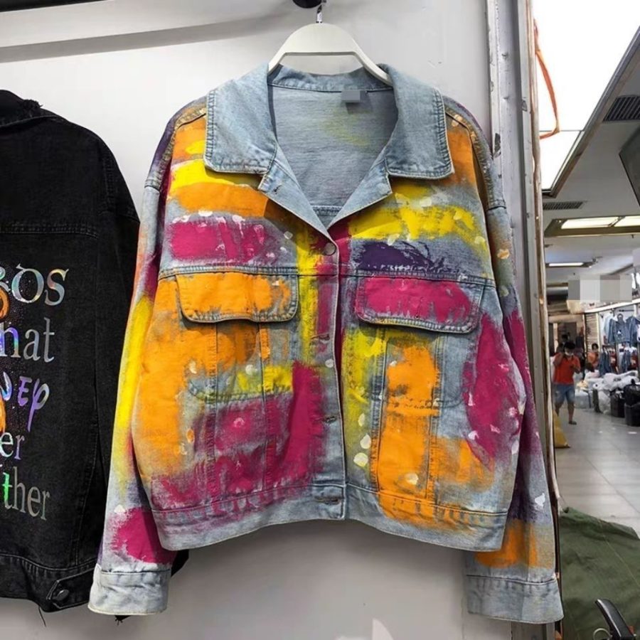 Yellow And Purple Cute Tie-Dye Denim Jacket - RippedJeans® Official Site