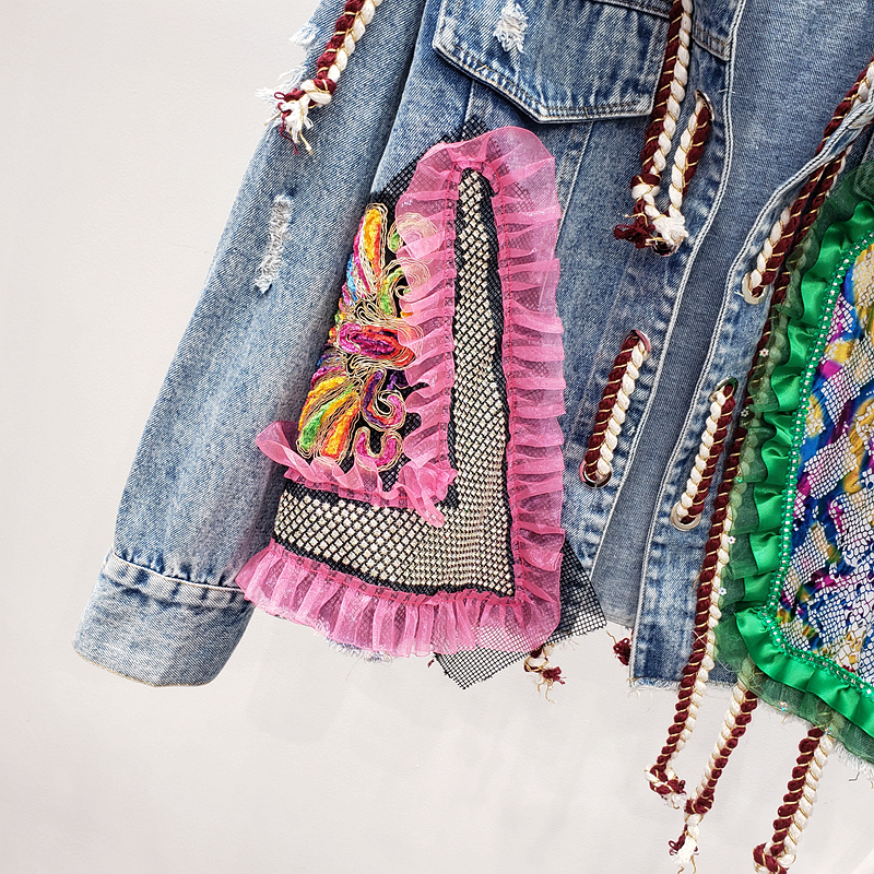 Fringed And Beaded Denim Jacket - RippedJeans® Official Site