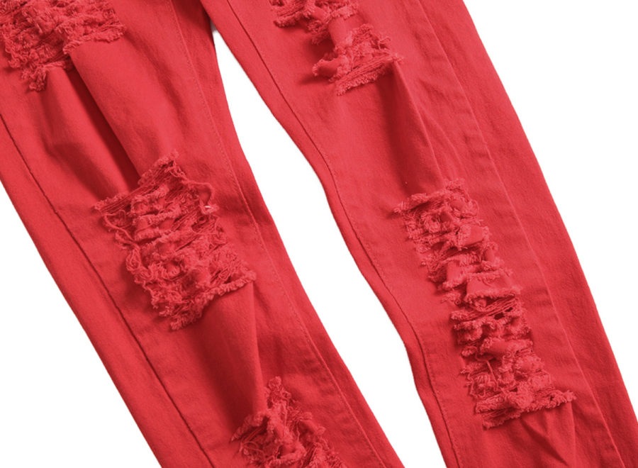 Slim Fit Red Ripped – Matrix Jeans