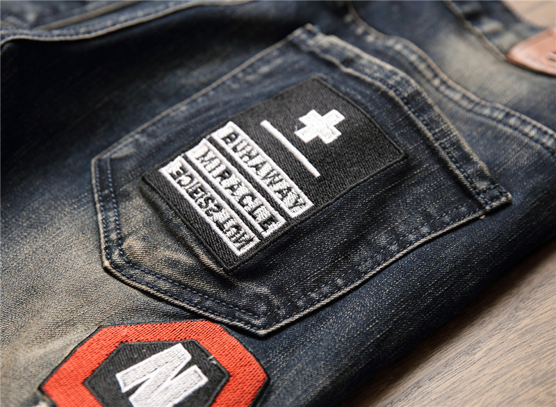 Men's Black Distressed Patchwork Jeans - Pocket